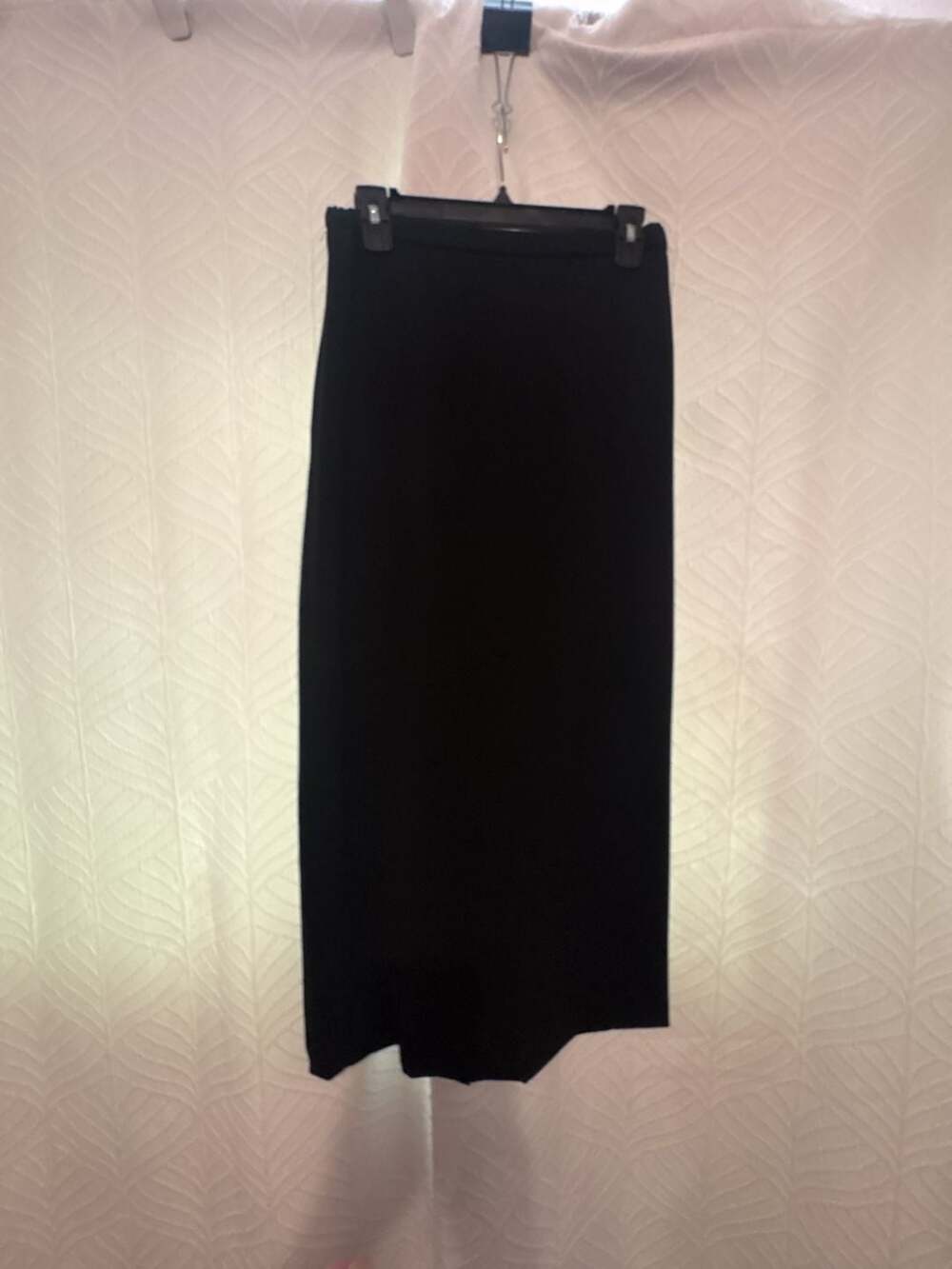 Frank Usher Black Midi Skirt with Front Slit Size UK 12